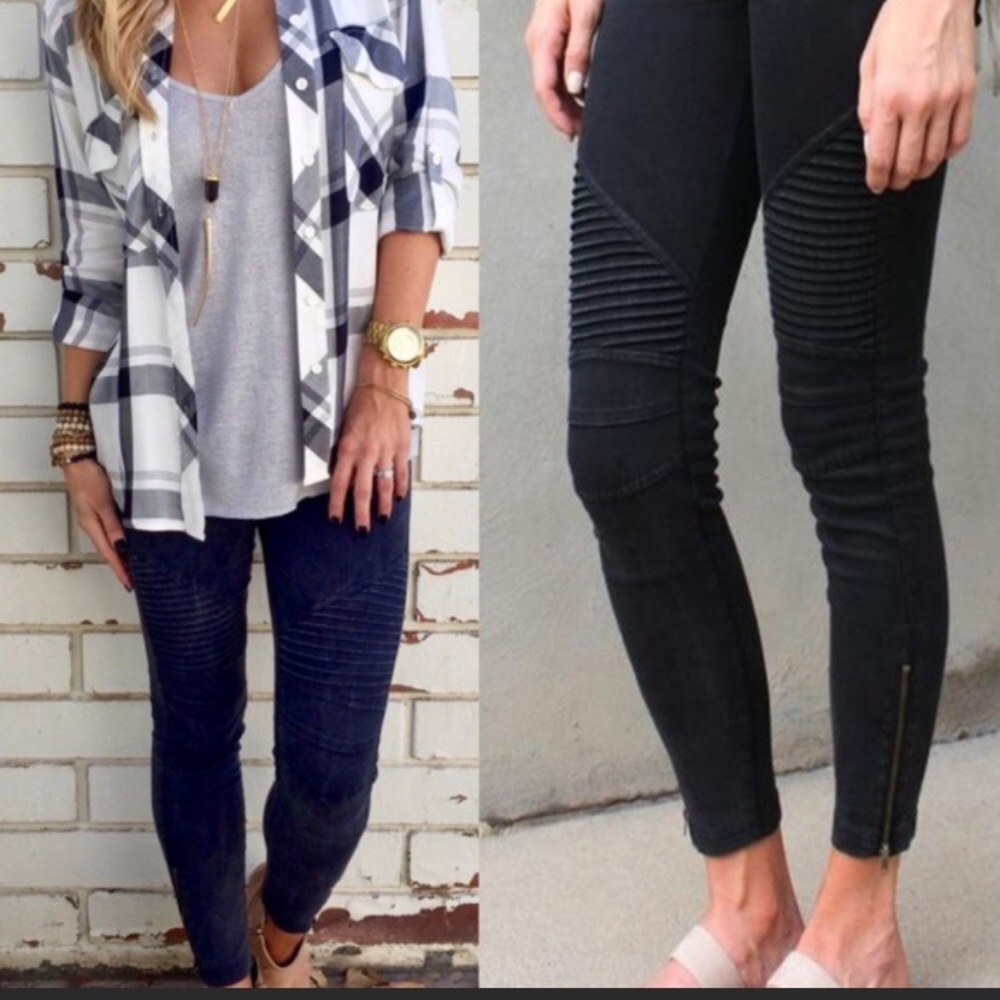 Black Stretchy Biker Pants